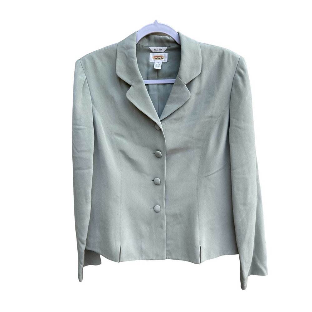 Talbots Woman's 100% Silk Blazer‎ Size 10 Olive Green